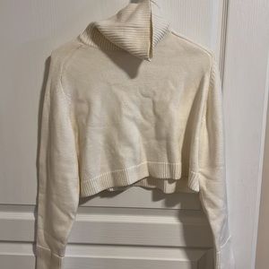 Zara Cream Cropped Turtleneck Sweater